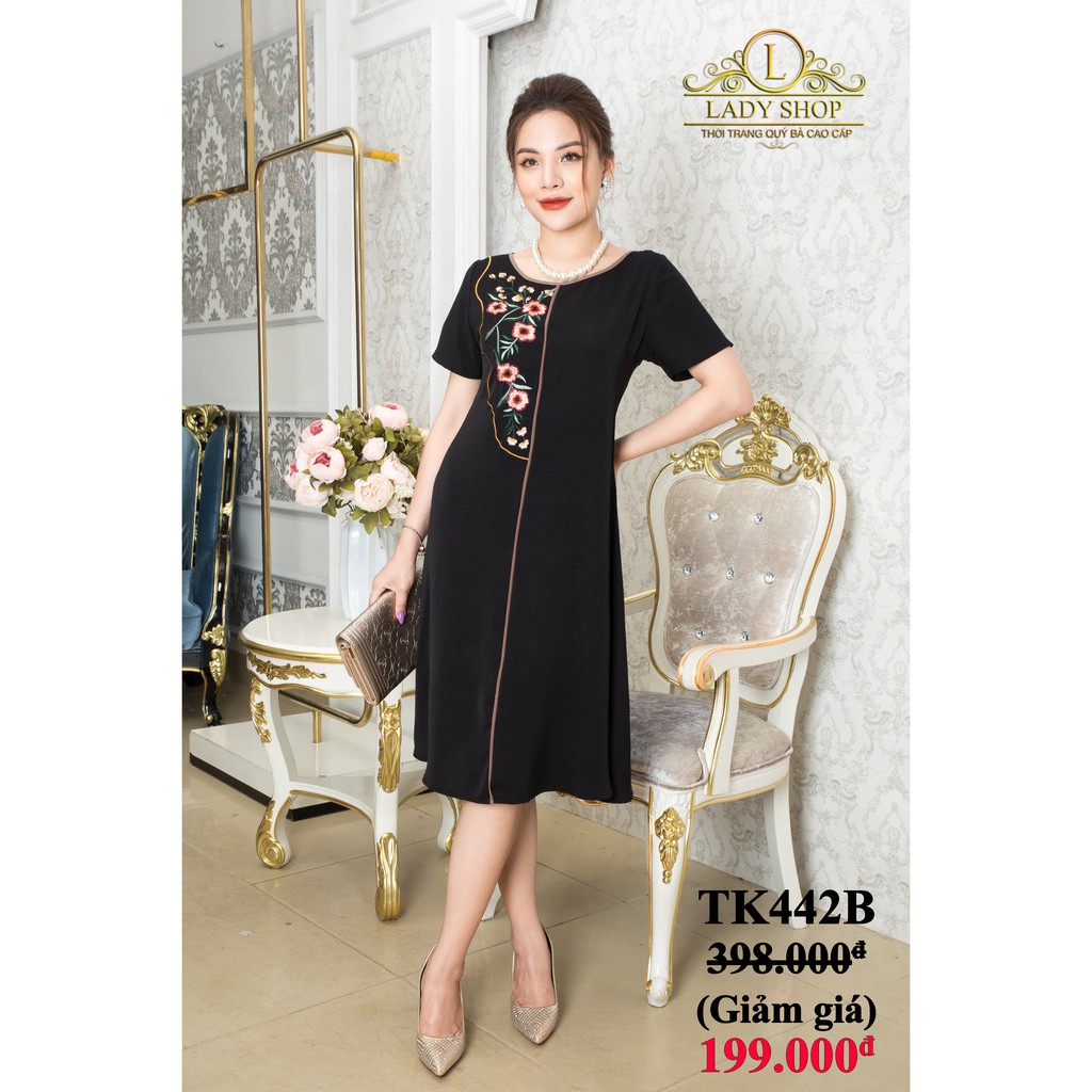 Đầm trung niên cao cấp Ladyshop đầm đũi lụa dáng xòe TK442 (có ảnh khách mặc ở cuối) | BigBuy360 - bigbuy360.vn