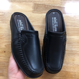 Giày sambo, giày tây hở gót chất liệu da bò Hồng Hạnh ( hình thật tự chụp)