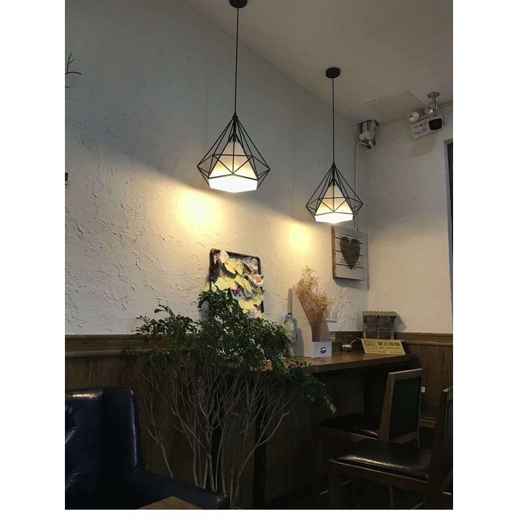 Đèn thả kim cương loại to 38cm , đèn trần T010 trang trí quán cafe shop