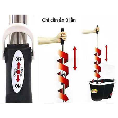 Bộ Thân Cây Lau Nhà và Bông Lau Omega Mop 360 Độ