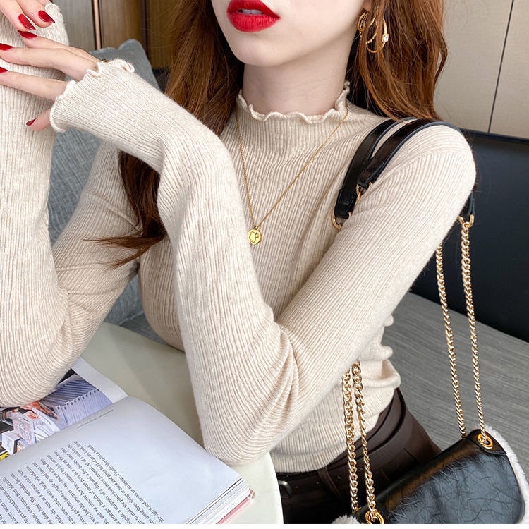 Áo Thun Tay Dài Cổ Cao Màu Trơn Thời Trang Hàn Quốc