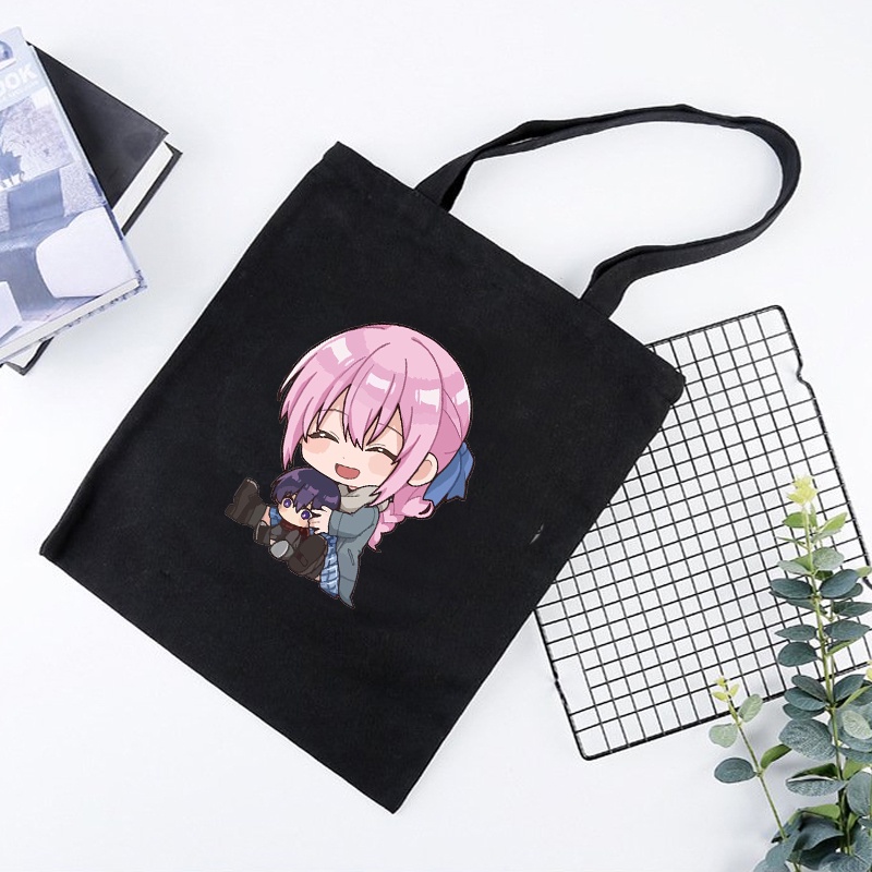 Túi tote vải đen trắng đeo vai IN HÌNH Shikimori-san Bạn gái tôi không chỉ dễ thương anime chibi phong cách cá tính