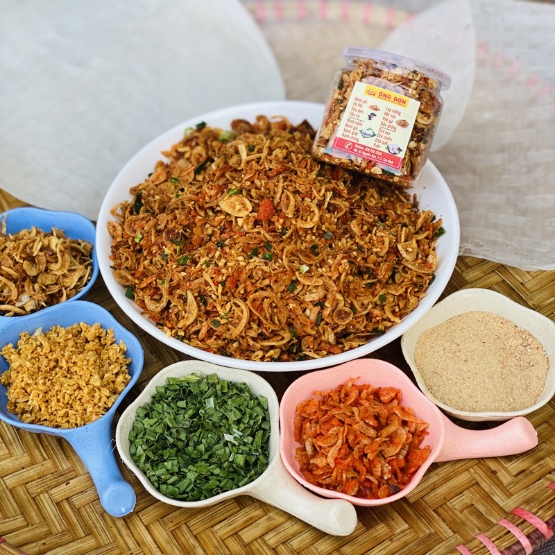 Muối Tôm Hành Phi ÔNG BỐN - Tặng Kèm 50g Bánh Tráng Phơi Sương