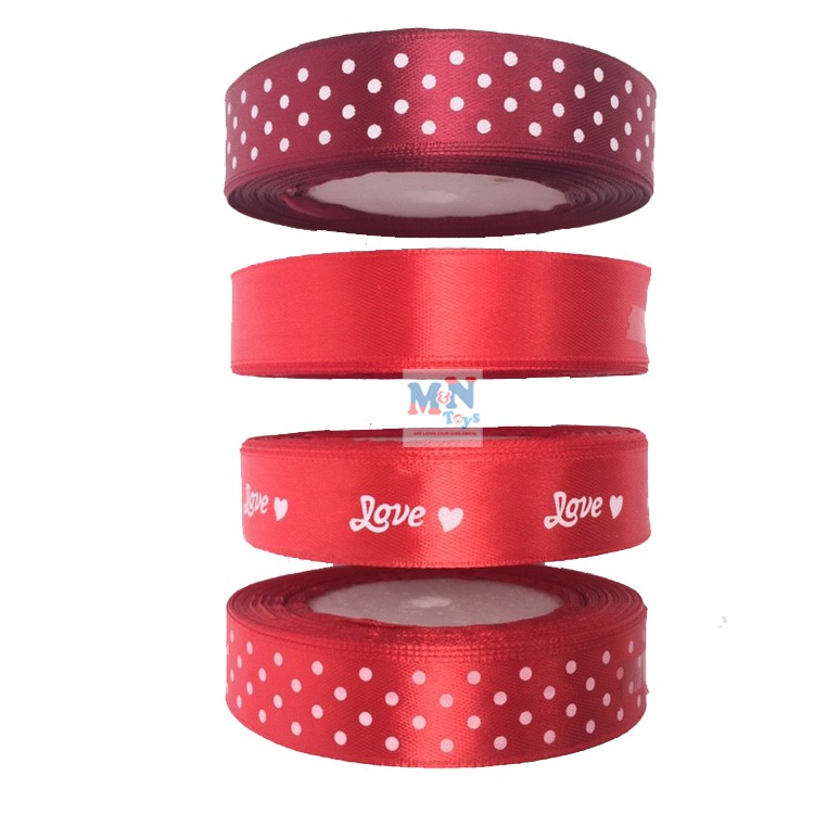 ruy băng lụa 2 cm dài 22m màu đỏ