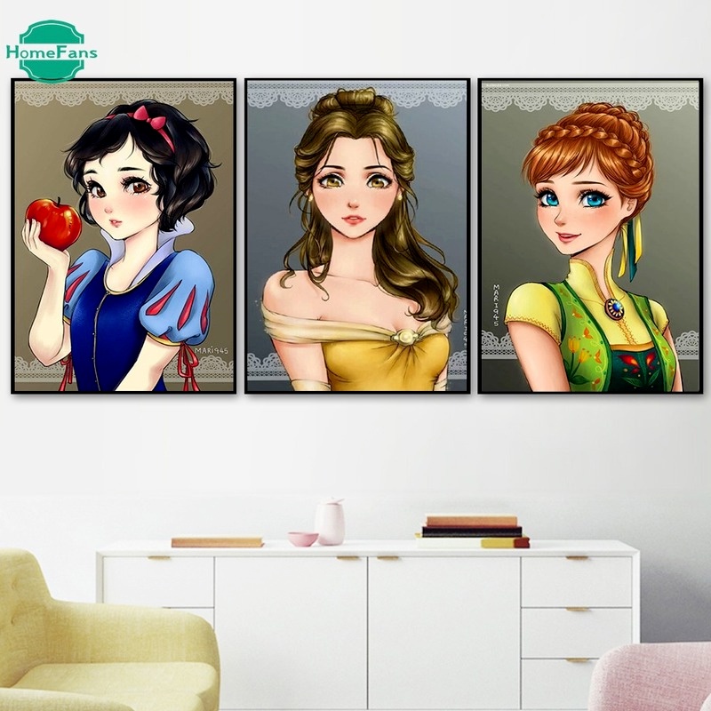 Tranh đính đá 5D thủ công hình công chúa hoạt hình dễ thương 30*40cm