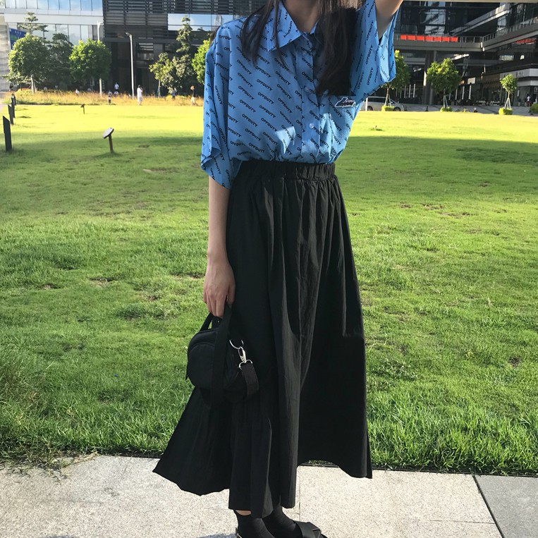 Chân Váy Lưng Cao Nhún Bèo Phong Cách Retro Hàn Quốc | BigBuy360 - bigbuy360.vn