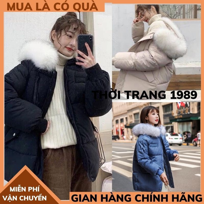 Áo phao cổ lông hottrend ( sẵn sll ) áo ấm mùa đông cho nữ ,áo phao béo nữ THỜI TRANG 1989