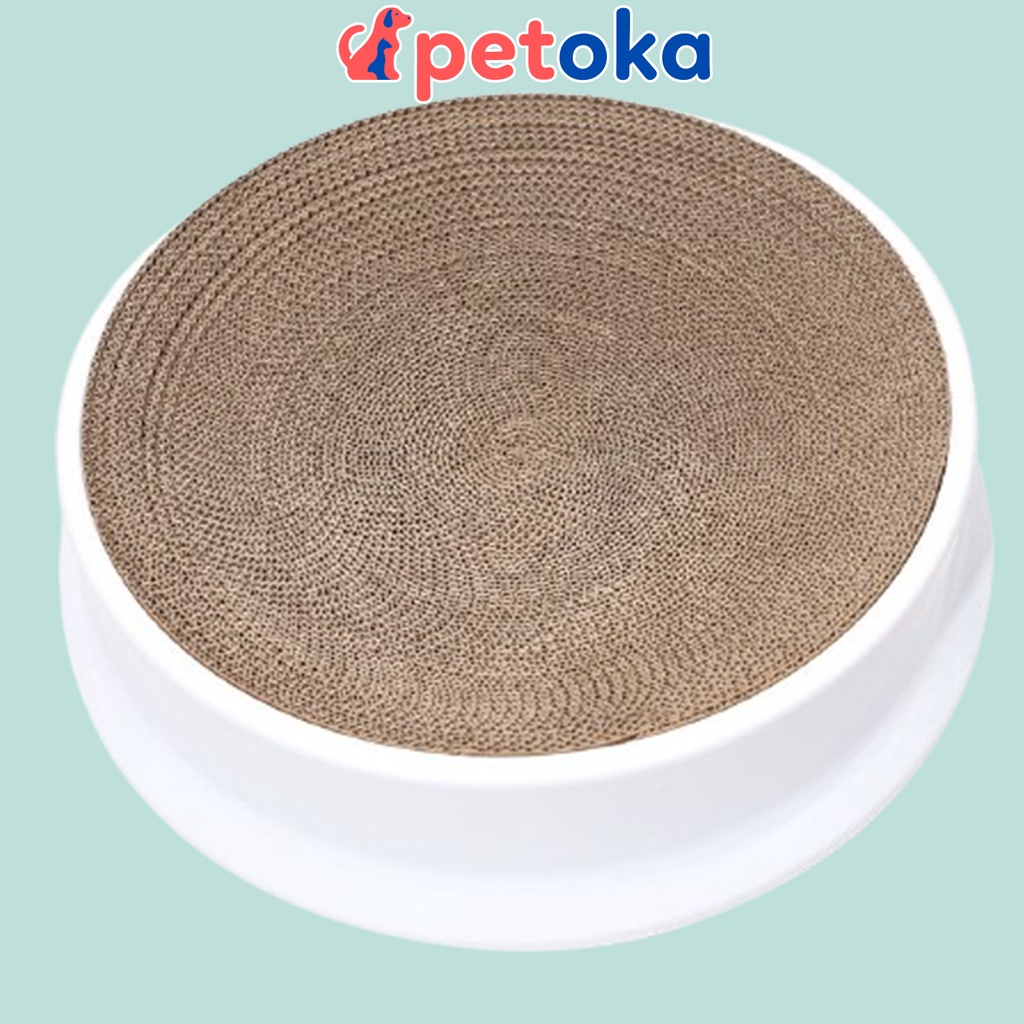 Bàn cào móng cho mèo hình tròn vỏ nhựa cao cấp Petoka