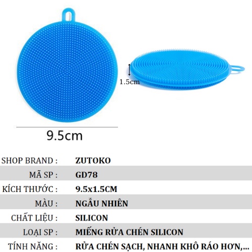 Miếng cọ rửa chén bát silicon mềm sạch GD78