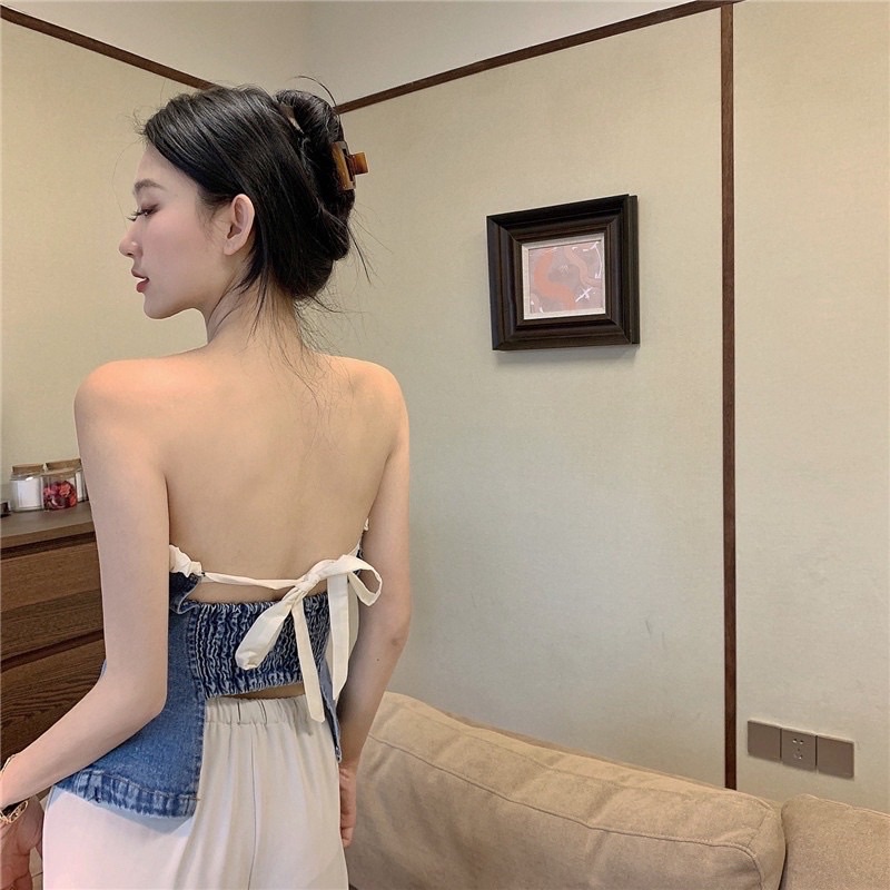 Áo corset jeans cúp ngực