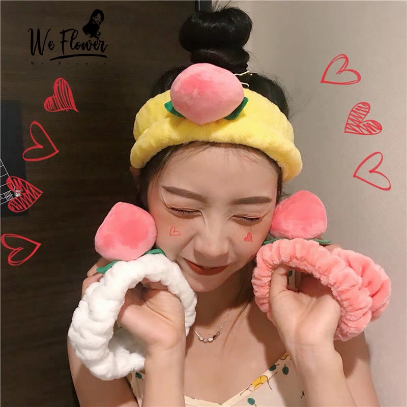 Băng đô cài tóc We Flower phối lông màu hồng đào ngọt ngào thời trang cho nữ