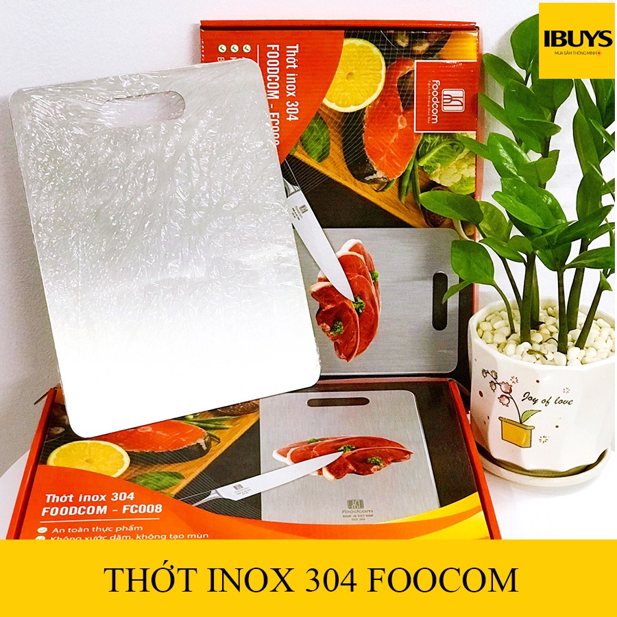 [Chính hãng]Thớt inox 304 kháng khuẩn Foodcom FC008 size 300*230mm, chống ẩm mốc độc hại