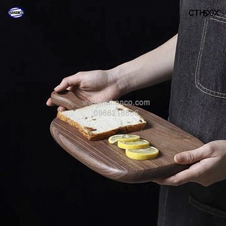 Thớt gỗ óc chó nhập khẩu Mỹ [CTH503] khay bánh mì/trái cây tráng miệng/ bít tết/ pizza/ phụ kiện chụp ảnh - HAHANCO
