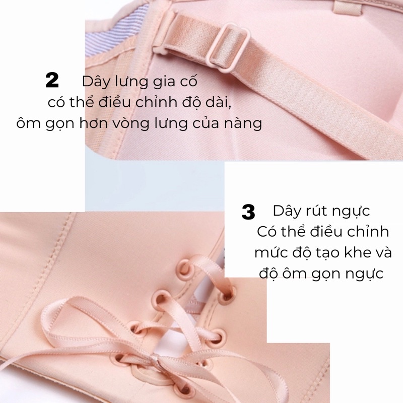 Áo lót không dây nâng ngực dây silicon chống tụt dây rút BRA13 BRABOX