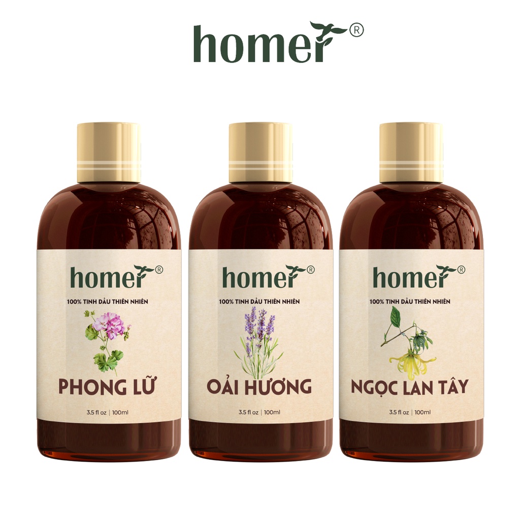 Combo 3 tinh dầu Phong Lữ + Oải Hương + Ngọc Lan Tây Homer 20ml/chai