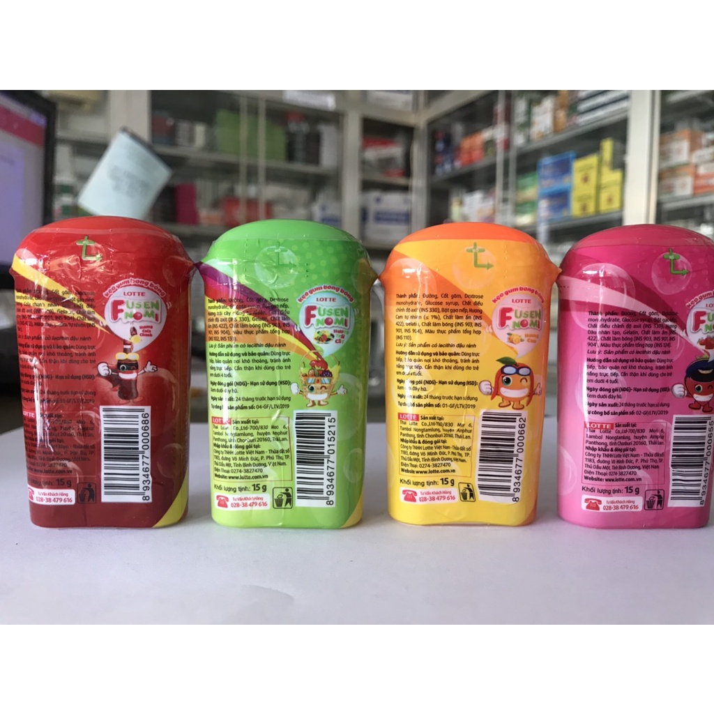 Kẹo gum bong bóng LOTTE FUSEN NOMI Thái Lan 15g