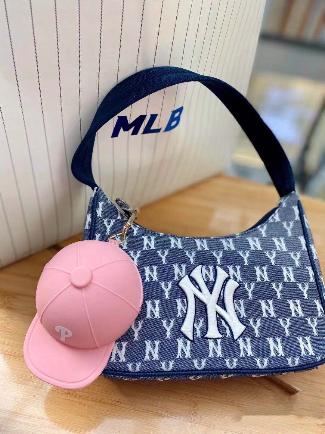 [Mã FACBGO245 giảm 10K đơn bất kì] Fashion MLB Denim Shoulder Bag Underarm Bag Casual Bag Female Handbag