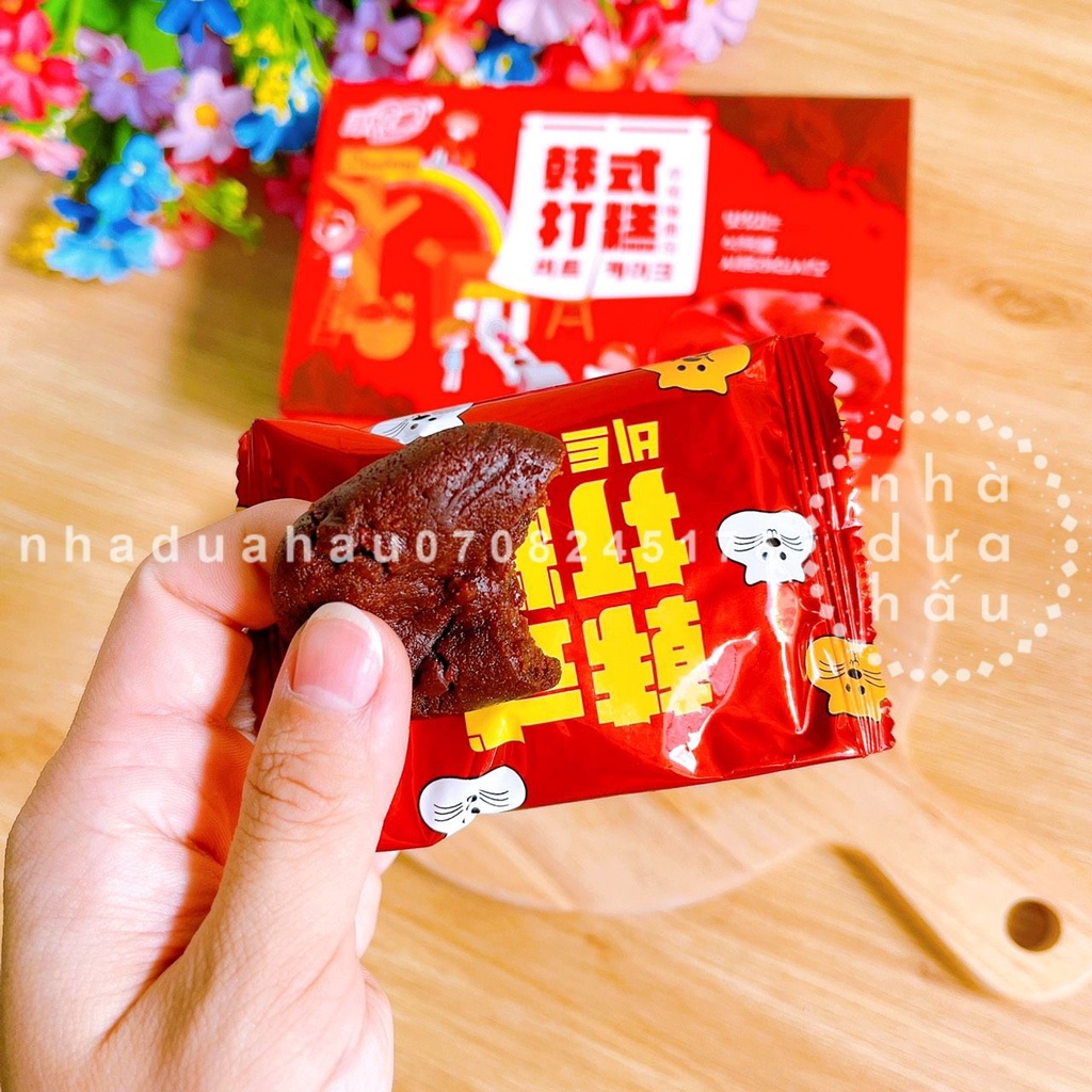 Lẻ một cái bánh qui phủ chocochip nhân mochi dẻo 3 vị hiệu Keraomai Hongkong hộp giấy cute