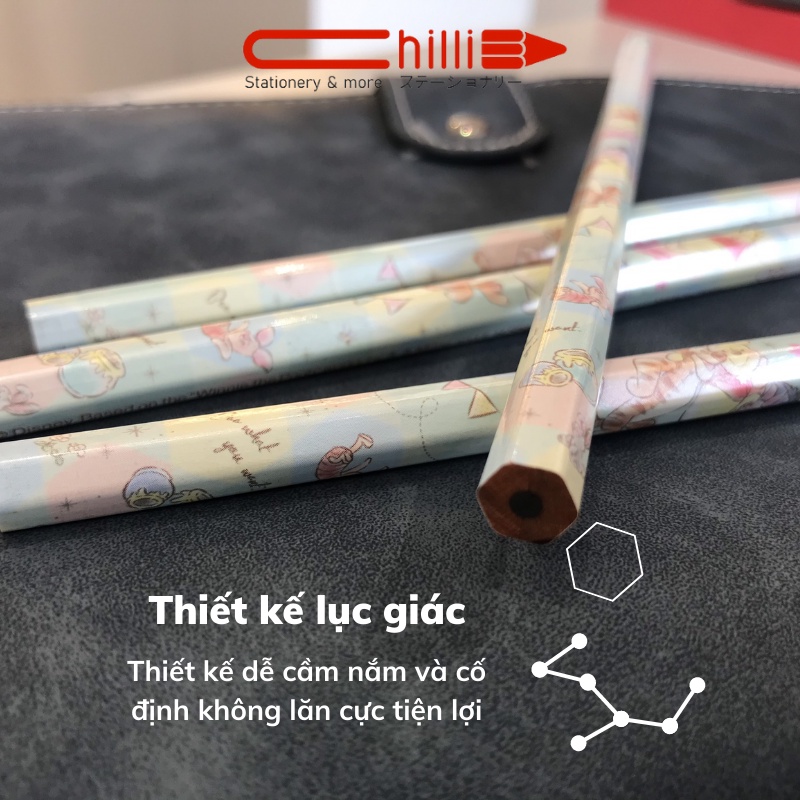 Set 4 Bút Chì Nhật 2B Chất Lượng Cao, Họa Tiết Hoạt Hình Độc Quyền Siêu Đáng Yêu, An Toàn Cho Mọi Người.