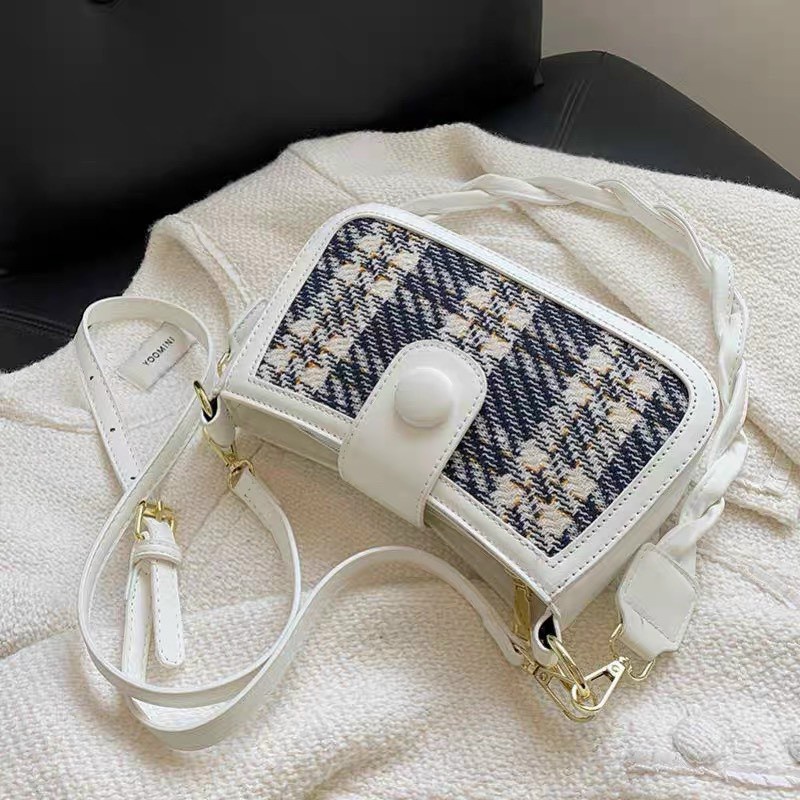 Túi xách đeo chéo nữ - T8 - chất vải canvas bền bỉ kiểu dáng trẻ trung Màu trắng xanh