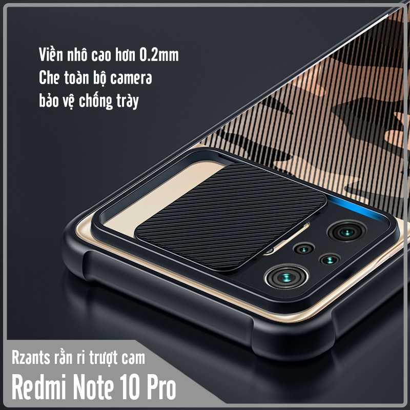 Ốp lưng cho Xiaomi Redmi Note 10 Pro Rzants rằn ri trượt camera V2