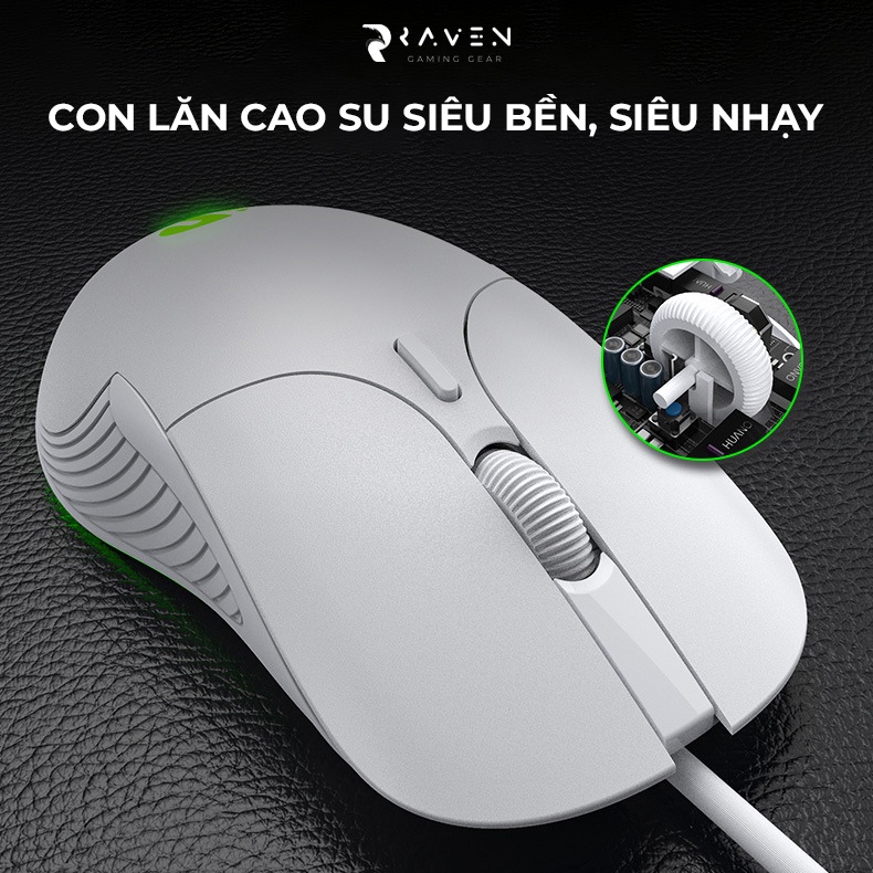 Chuột laptop, máy tính có dây INPHIC PB1P, chuột công thái học silent - Raven Gaming Gear
