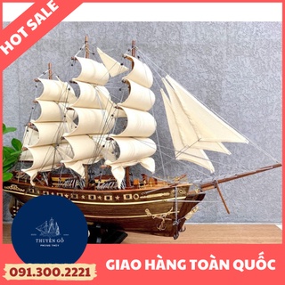 Thuyền trang trí thuyền buồm cuty sark dài 80cm gỗ muồng đen tinh xảo - mô hình thuyền buôn anh