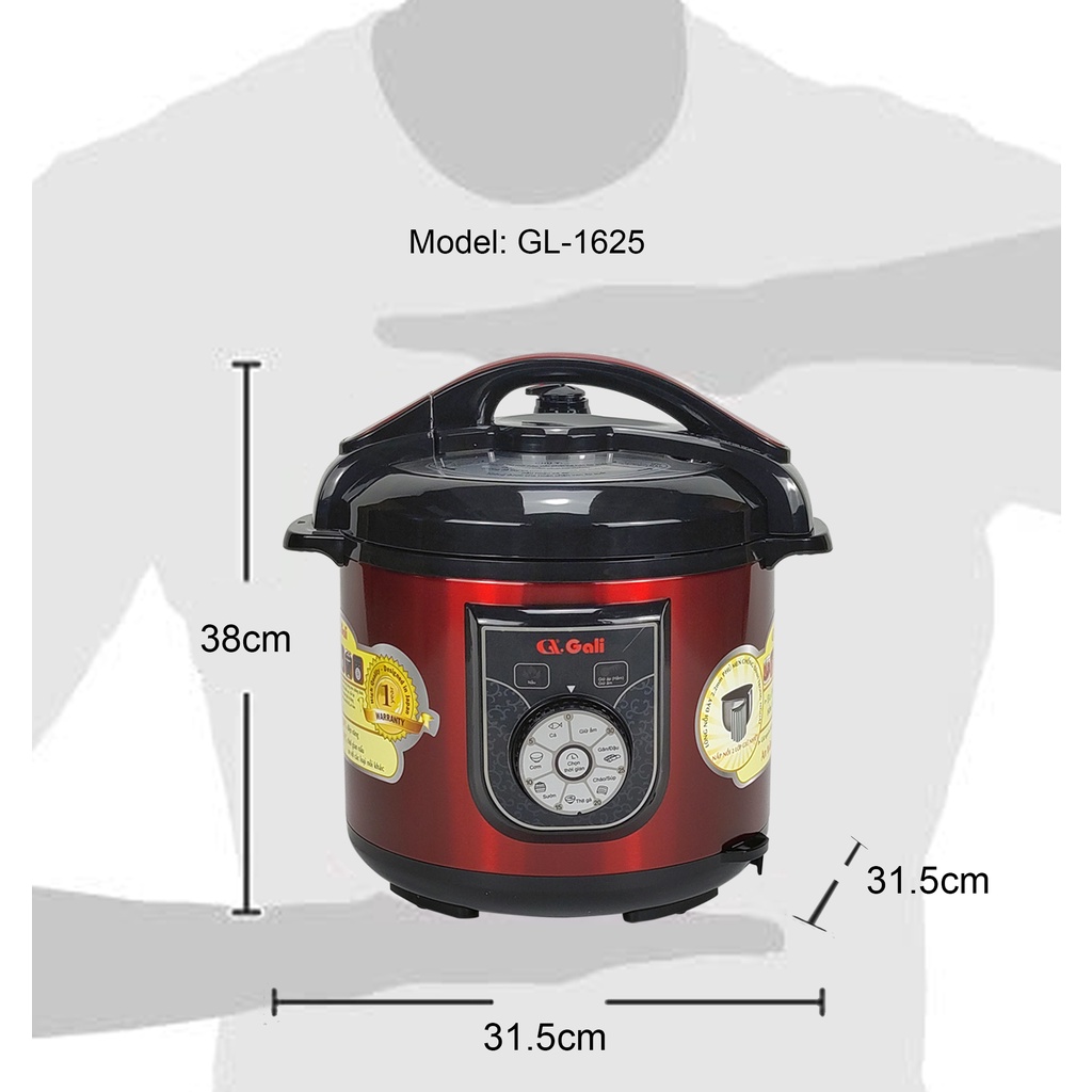 Nồi Áp Suất Đa Năng Gali Gl-1625 1000w 6 Lít Cao Cấp Nhập Khẩu Hàng Chính Hãng Tem CR