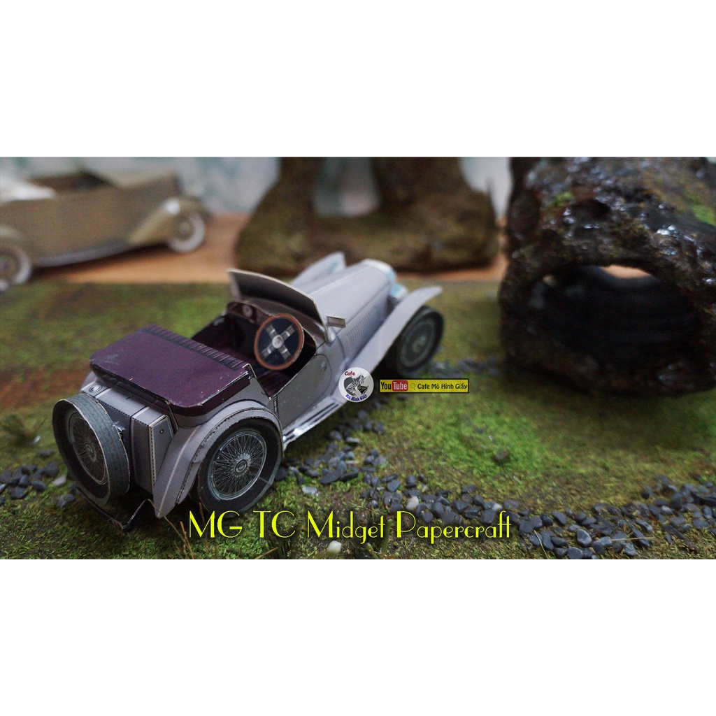 Mô hình giấy xe hơi cổ điển MG TC Midget Papercraft