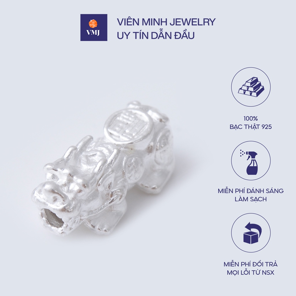 Tỳ hưu bạc xỏ dây chỉ đỏ, tỳ hưu bạc xỏ vòng tay, tỳ hưu mix dây đeo tay may mắn - VMJ142