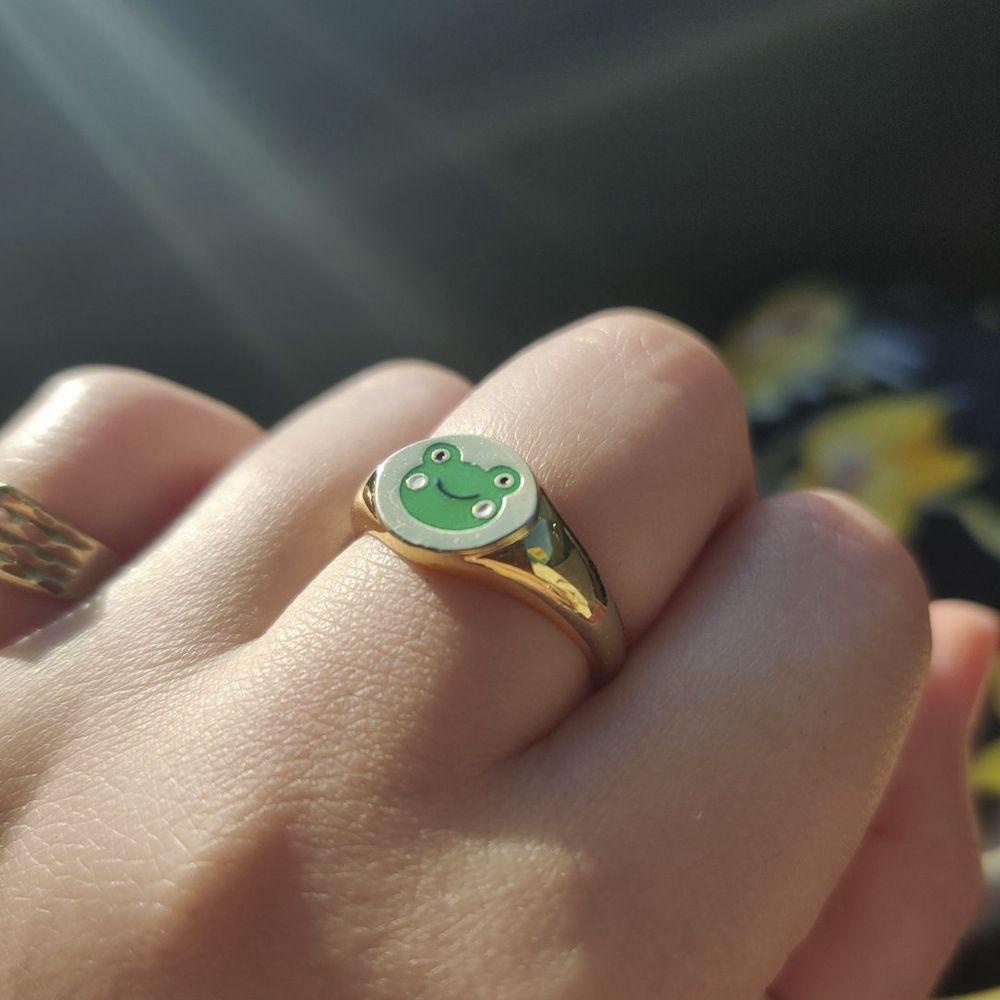 Nhẫn Hình Ếch Hoạt Hình Phong Cách Hip hop Hàn Quốc