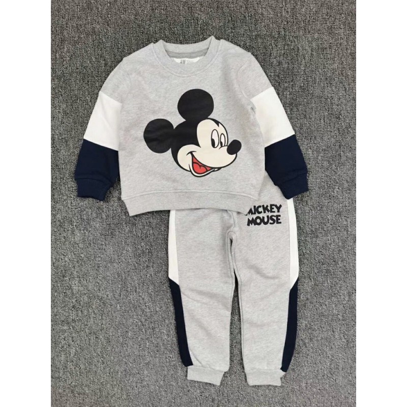 Bộ nỉ mickey xám xuất dư
