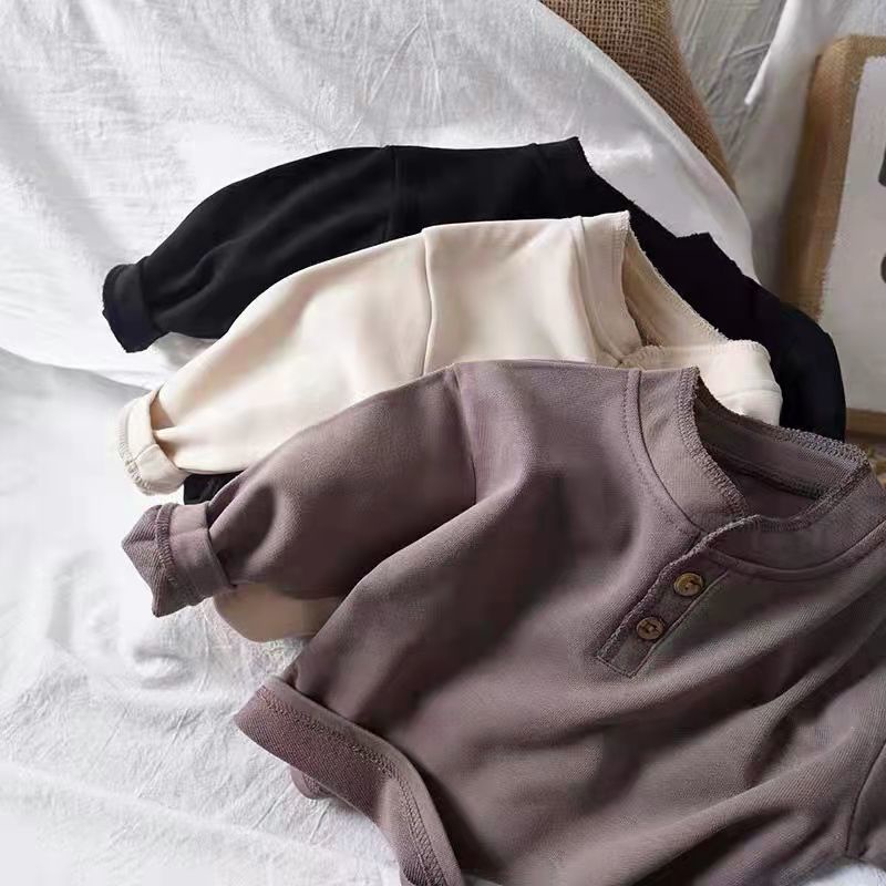 Áo Thun Cotton Tay Dài Phong Cách Hàn Quốc Thời Trang Mùa Thu Hàng Mới Dành Cho Trẻ Em