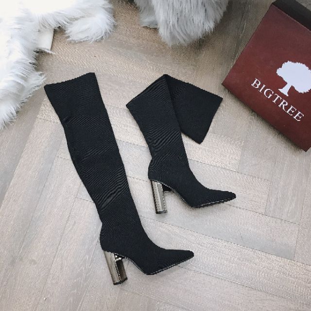 Bốt đùi chất len gót tráng gương cao cấp (9cm)-chính hãng bigtree, hàng có sẵn kèm ảnh thật | BigBuy360 - bigbuy360.vn