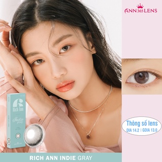 Lens mắt 1 ngày màu xám tây Indie Gray Ann365, kính áp tròng đeo êm suốt 12H dành cho mắt nhạy cảm full độ cận