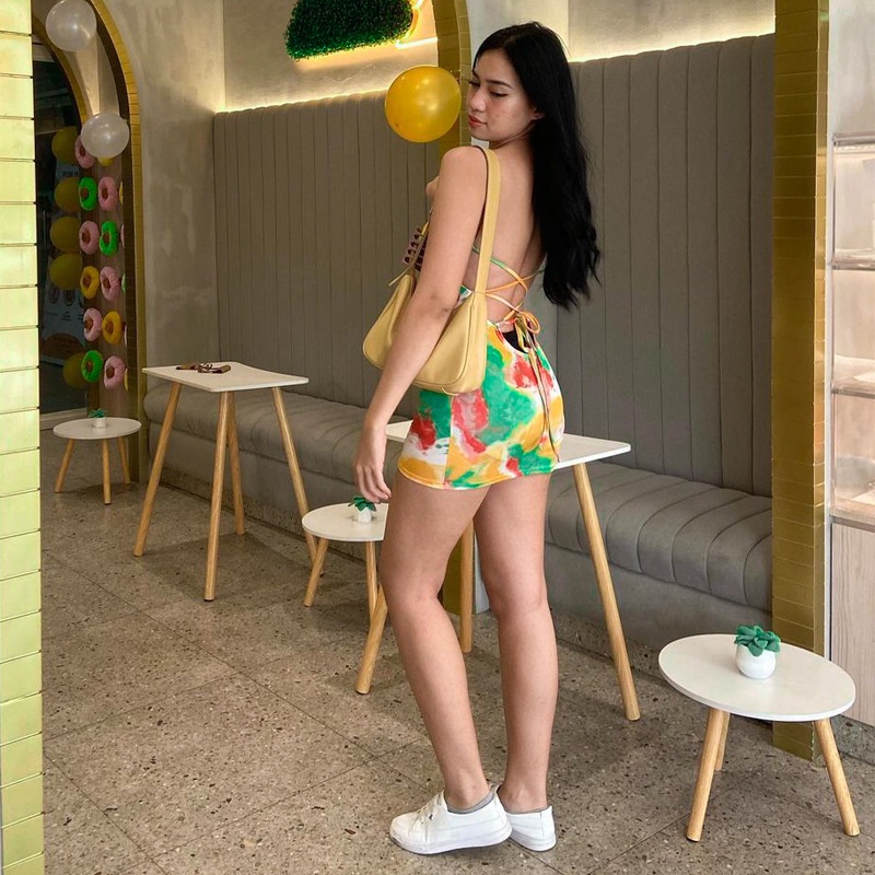 Đầm Hai Dây Hở Lưng Nhuộm Màu Thời Trang Cho Nữ