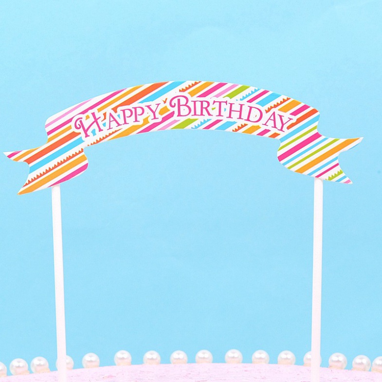 Cờ vòm happybirday trang trí bánh kem, trang trí bánh sinh nhật