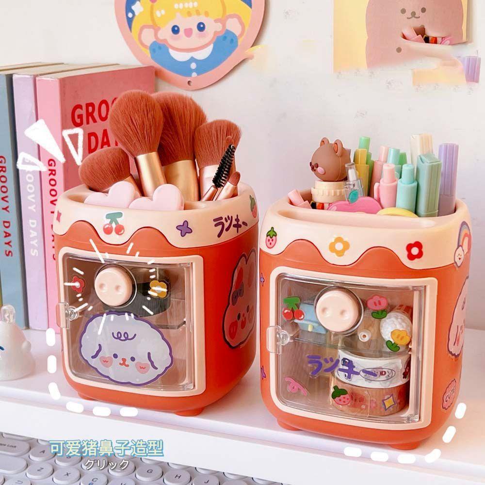 PEWANY Hộp Đựng Cọ Trang Điểm Bằng Nhựa Hình Chú Heo Dễ Thương Ốp