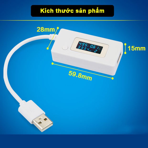 Máy đo dòng điện và điện áp cổng USB KCX-017 (Test điện thoại, cốc sạc và pin sạc dự phòng...)