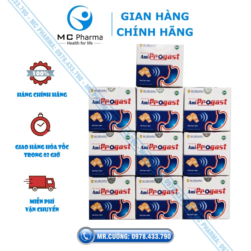 {Chính Hãng} Combo 10 hộp Cốm dạ dày Ami Progast Học viện quân y {Hỗ trợ làm giảm các triệu chứng viêm đau dạ dày,...}