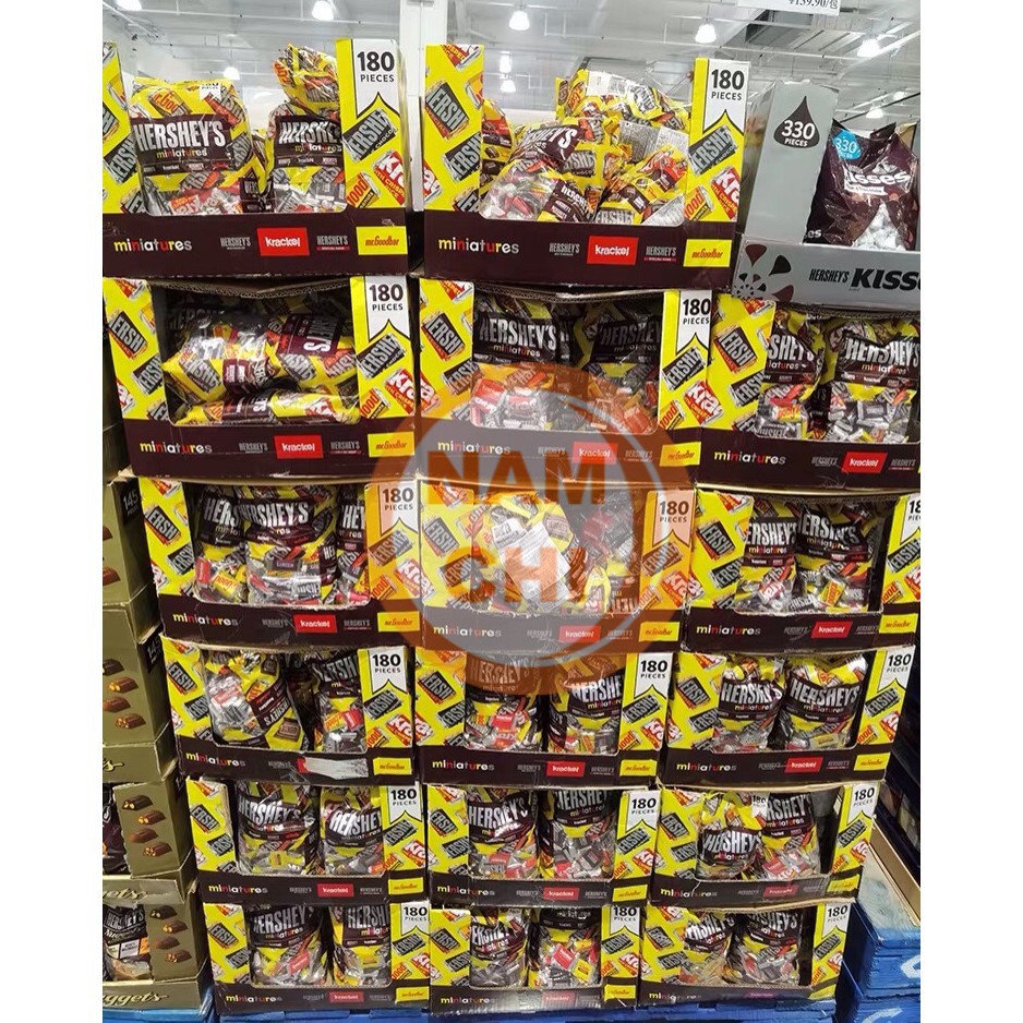 [DATE MỚI] Socola Hershey's Miniatures 1.58kg Hỗn Hợp 4 Loại Socola Mỹ 180 Viên CHUẨN COSTCO