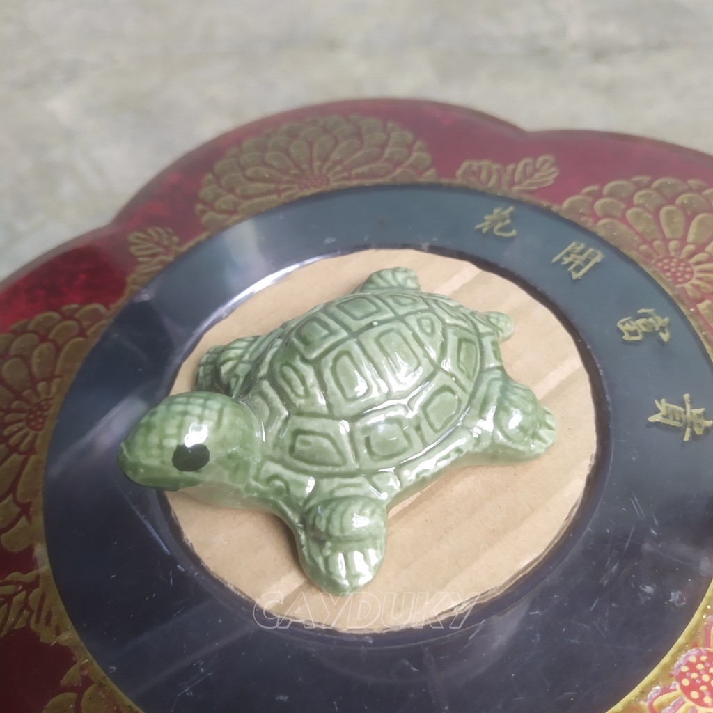 Tượng rùa mini gốm sứ Bát Tràng-7x5x3 cm làm mô hình trang trí tiểu cảnh, trang trí bể cá