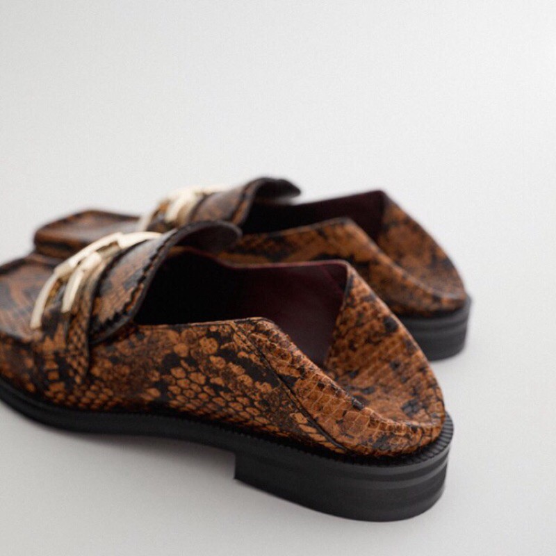 Giày Loafer Zara hoạ tiết vân rắn | BigBuy360 - bigbuy360.vn
