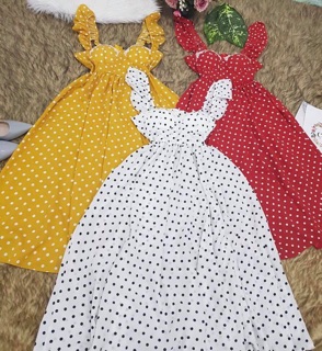 Đầm Maxi Chấm Bi Viền Ren