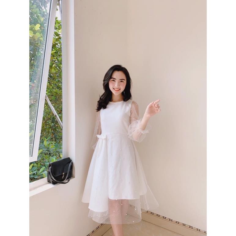 Đầm [Liamstores] Váy Trắng Thiết Kế Julia Dress Dự Tiệc, Dạ Hội, Đi Cưới, Kỷ Yếu