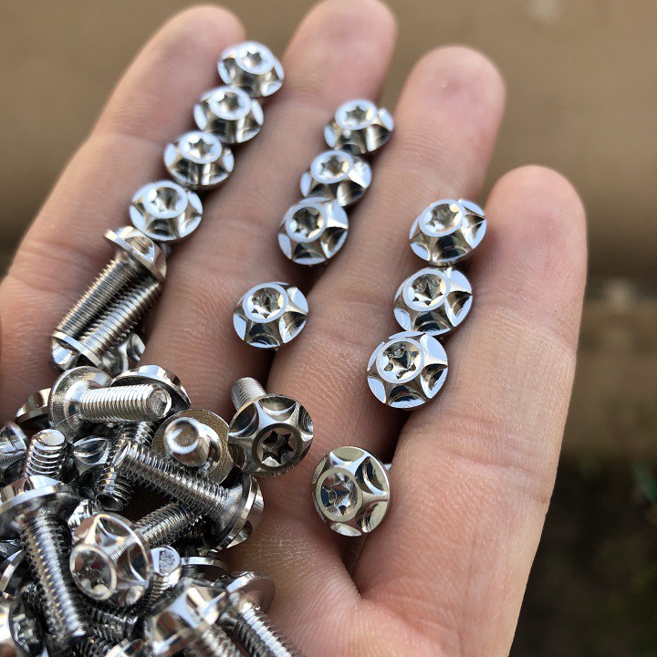 Ốc inox nắp dầu 4li15 (m4x15) [mẫu ngôi sao] -[FREESHIP XTRA]