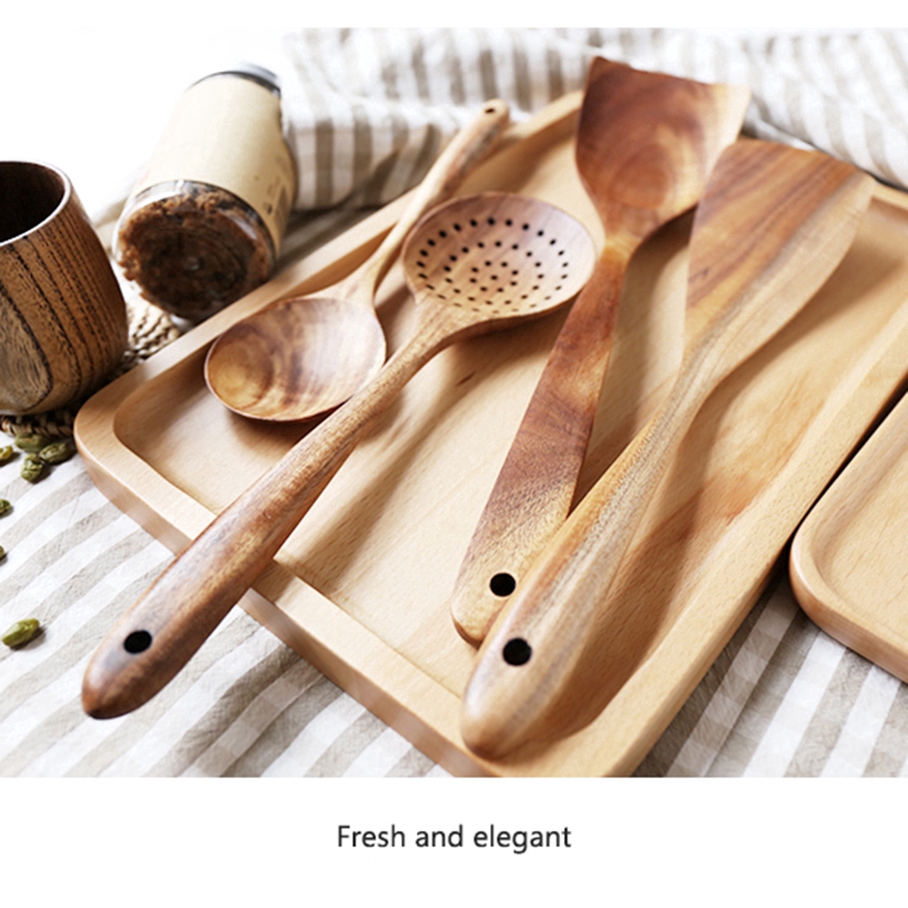 Bộ dụng cụ nhà bếp bằng gỗ cán dài chống dính