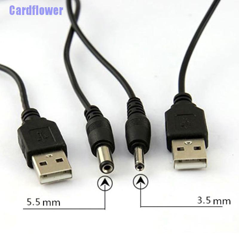 Cardflower  USB Port to 2.5 3.5 4.0 5.5mm 5V DC Barrel Jack Power Cable Cord Connector Black