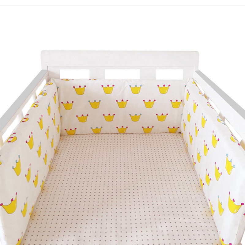 Bộ Đệm Viền Nôi Em Bé Bằng Cotton Mềm Mại Thoáng Khí Chống Rơi
