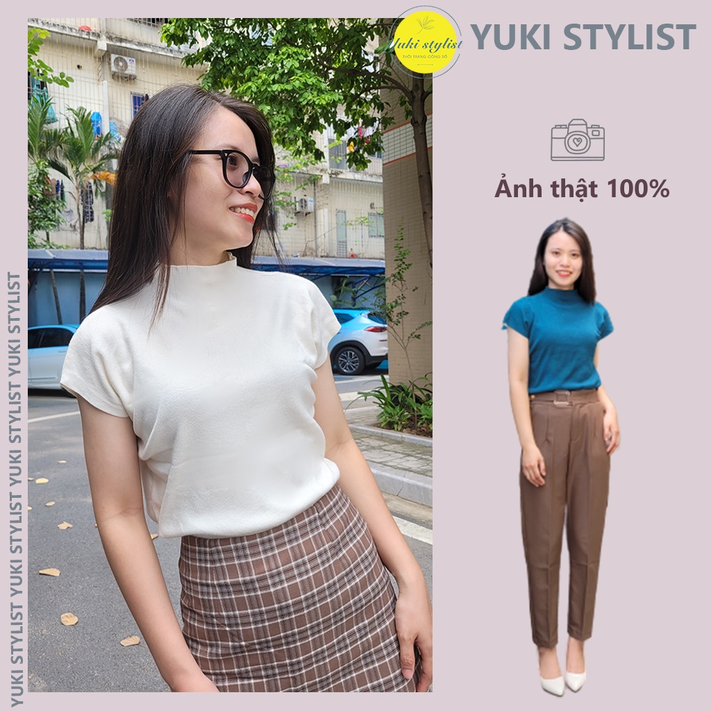 Áo len nữ tay hến chất liệu len mềm mại, áo len tay ngắn tôn dang, dễ phối đồ YUKI STYLIST